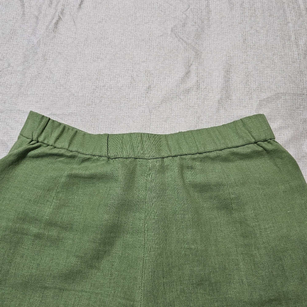 MNG Linen Tailored Pants Flat Front Green Straight Ciggarette Leg Womens Small - Picture 14 of 15
